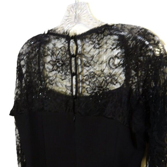 Chetta B. Evening Pre-loved Black Size 12 Long Lace Sleeve Polyester Blend Dress - Picture 11 of 13